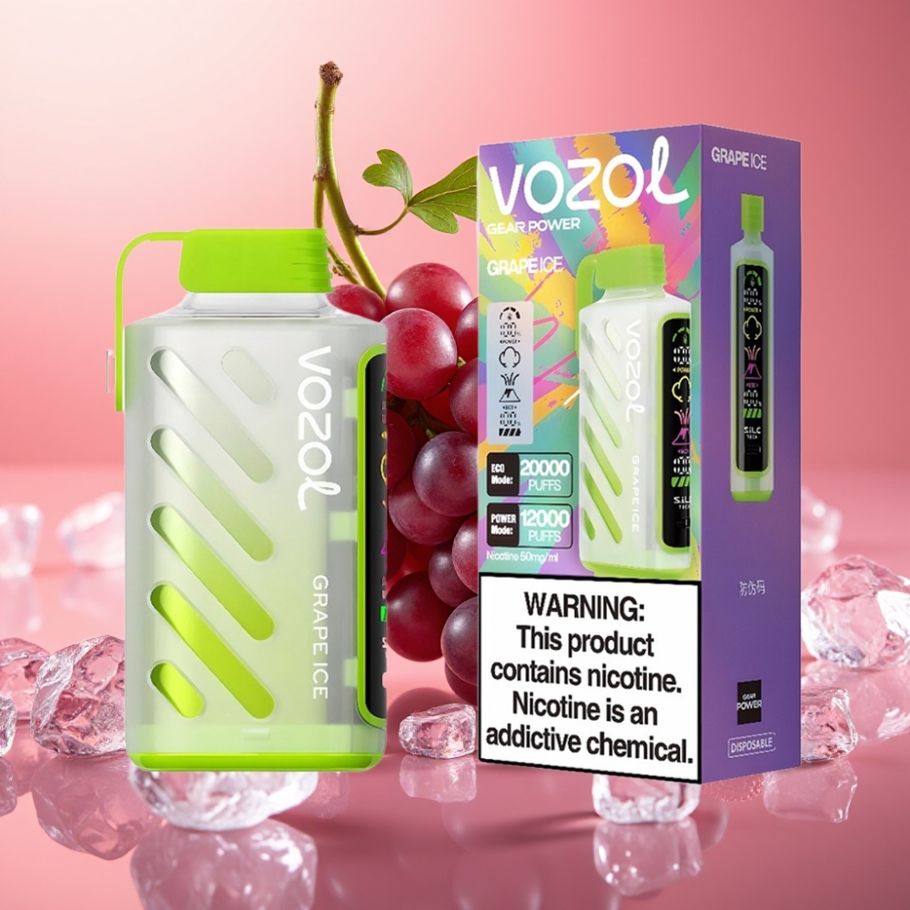 VOZOL Gear Power 20000 Puffs Dual Mesh Coil 20mL Grape Ice S.i.L.C. Tech