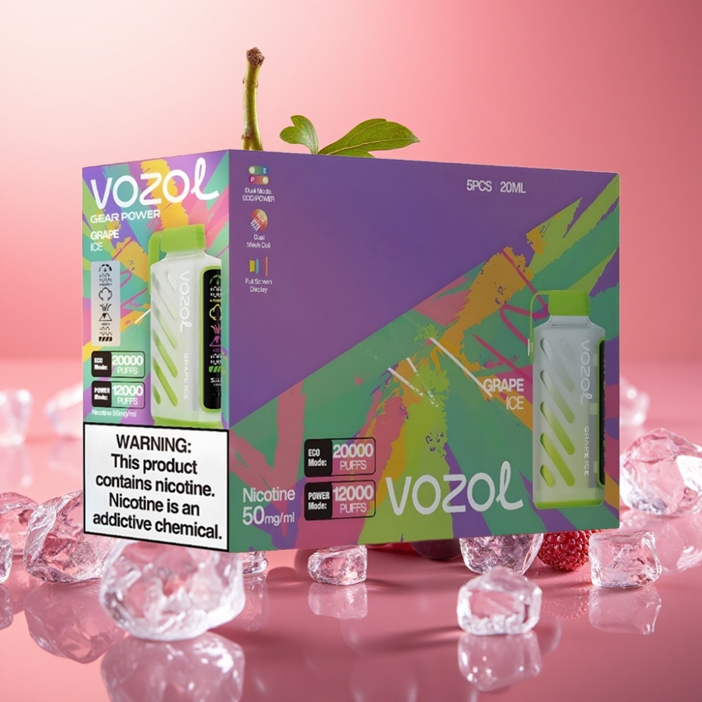 VOZOL Gear Power 20000 Puffs Dual Mesh Coil 20mL Grape Ice S.i.L.C. Tech