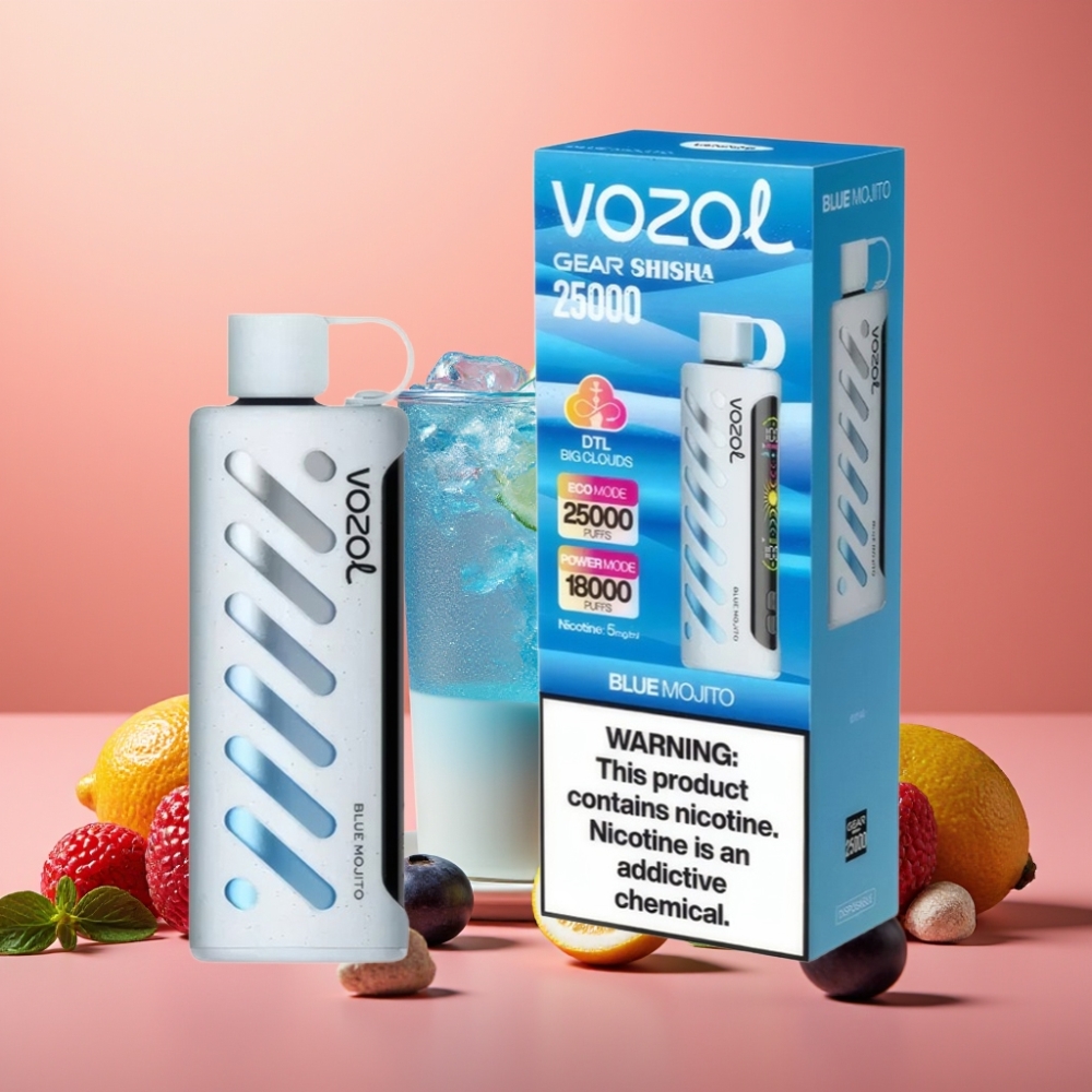 VOZOL Gear Shisha 25000 Povžki Disposable Vape Modra Mojito S.i.L.C Tech Dual Mesh 1000mAh
