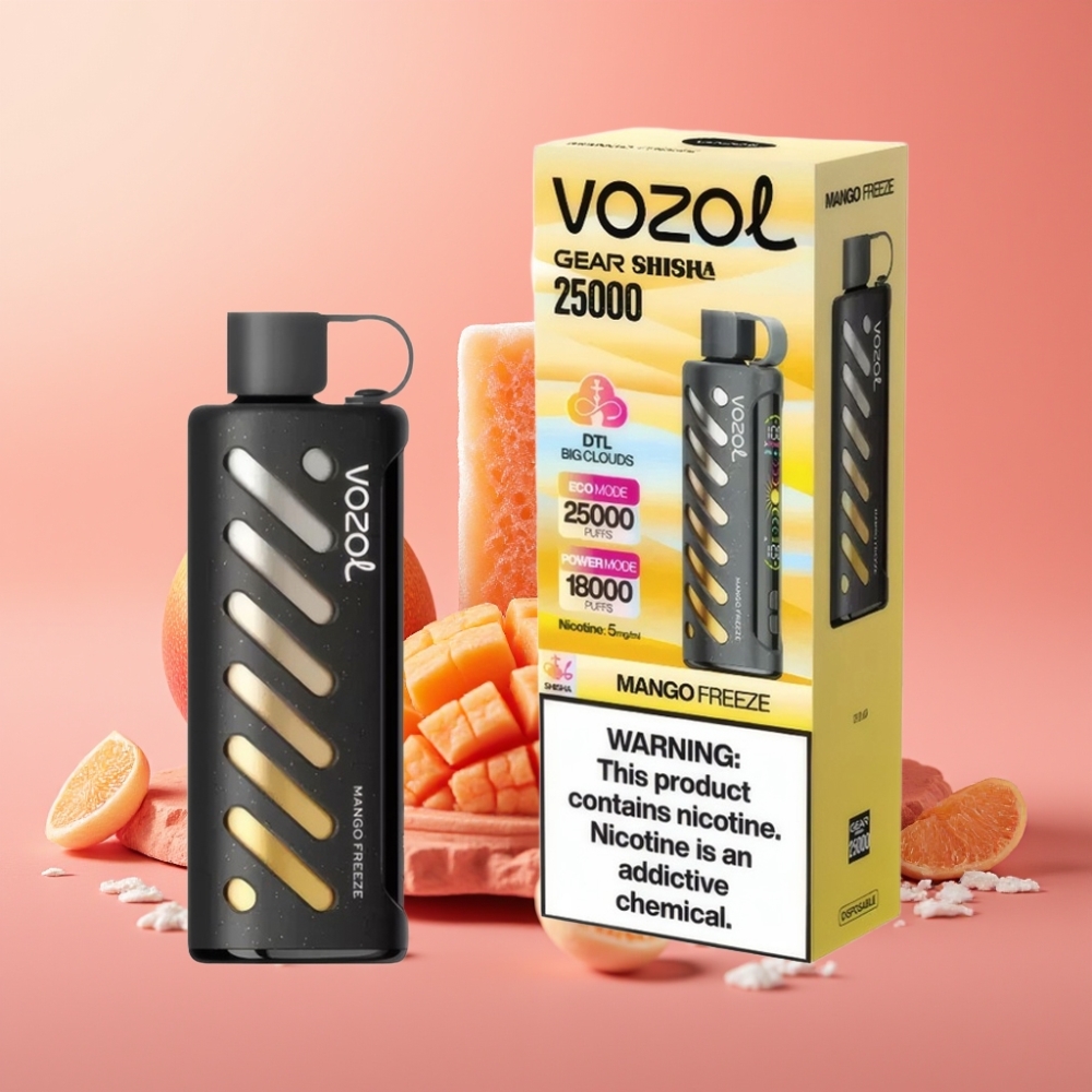 VOZOL Gear Shisha 25000 Puffs Dual Mesh Mango Freeze 5mg S.iL.C Tech 1000mAh