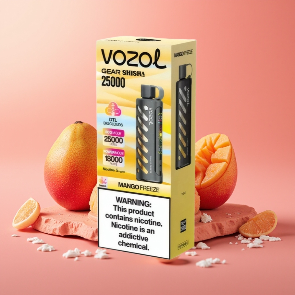 VOZOL Gear Shisha 25000 Puffs Dual Mesh Mango Freeze 5mg S.iL.C Tech 1000mAh