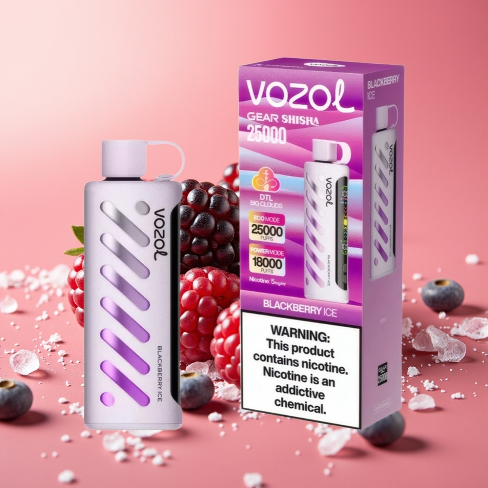 VOZOL Gear Shisha 25000 Puffs Dual Mesh S.i.L.C Tech Blackberry Ice 5mg