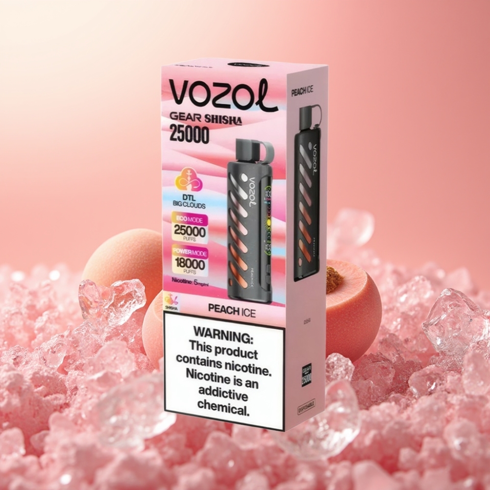 VOZOL Gear Shisha 25000 Pufov Disposable Vape Peach Ice Dual Mesh 1000mAh