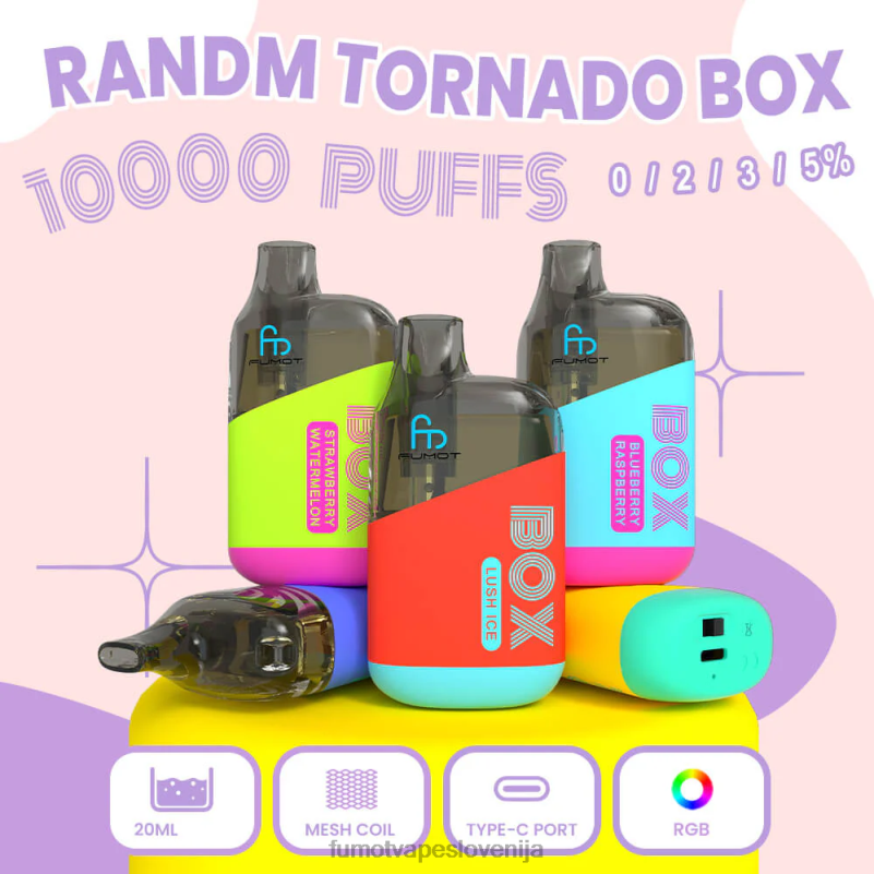 Fumot Tornado škatla 10000 vape pod za enkratno uporabo - 20 ml (1 kos) gumijasti medvedek - Fumot Vape Slovenija 2JH4H348