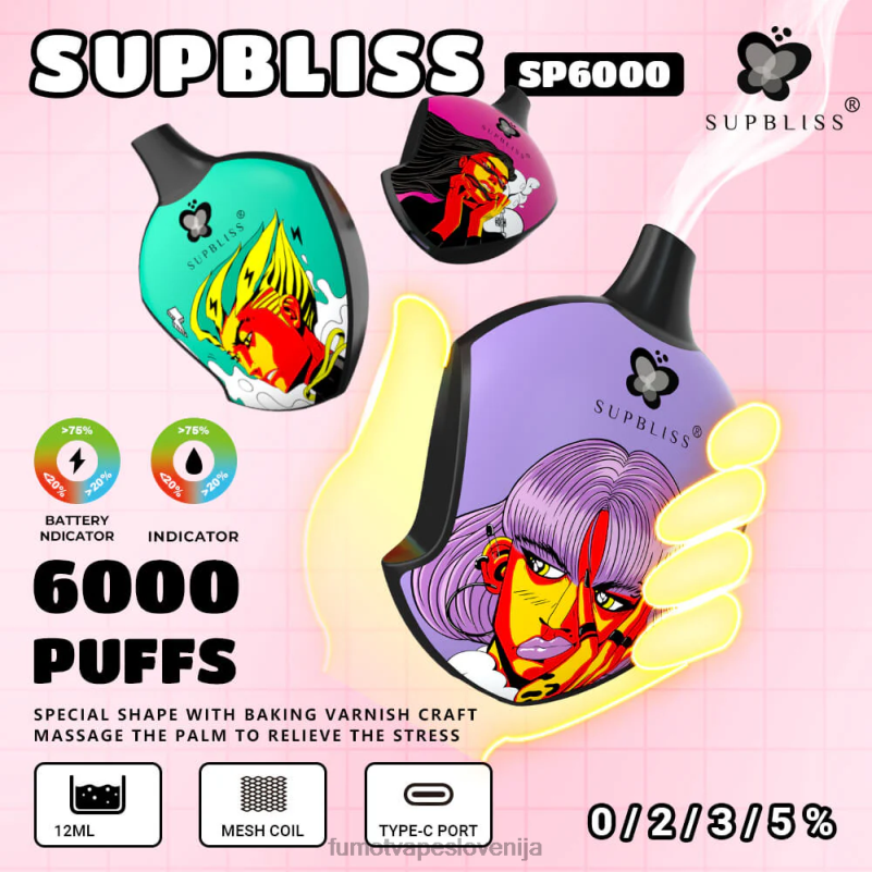 Fumot Supbliss sp6000 vape pod za enkratno uporabo - 12 ml (1 kos) borovnica malina - Fumot Vape Price 2JH4H453