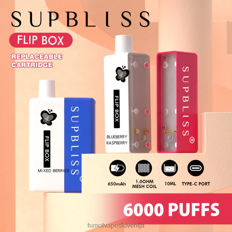 Fumot Supbliss Flip box 6000 zamenljiv komplet za vape - 10ml (1 kos) sveža meta - Fumot Vape Sale 2JH4H335