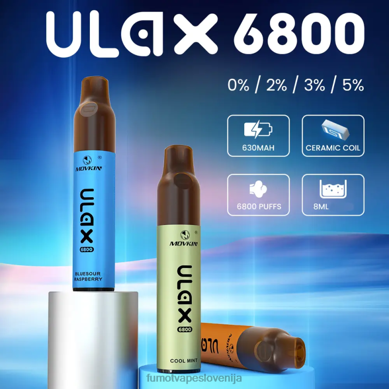 Fumot Movkin Ulax 6800 vape za enkratno uporabo, keramična tuljava - 8 ml (1 kos) breskev mango - Fumot Discount Code 2JH4H326