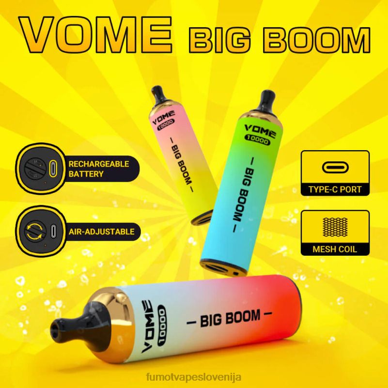 Fumot Vome Big Boom pero za enkratno uporabo 10000 - 20 ml (1 kos) rdeči bik - Fumot Company 2JH4H444